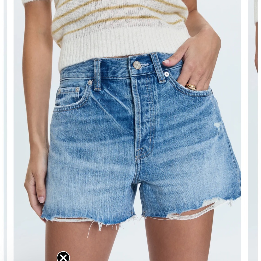 Pistola Blue Jean Shorts High-Waisted Frayed Hem